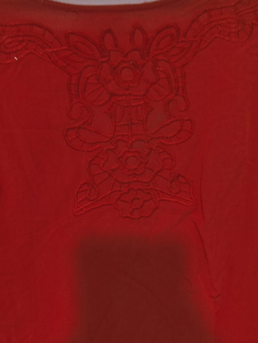 Red Embroidery Top With String In Back Showing Summer Fun Cute Design - Picture 5 of 9
